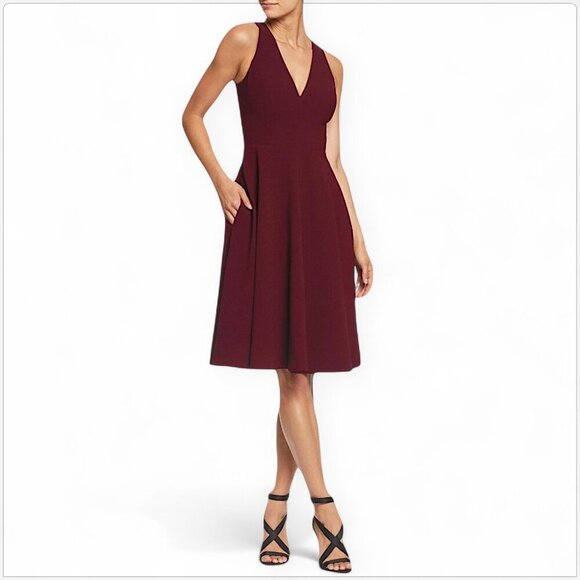 Dress The Population Catalina Fit & Flare Burgundy Cocktail Dress NWT New XXL - Picture 1 of 8